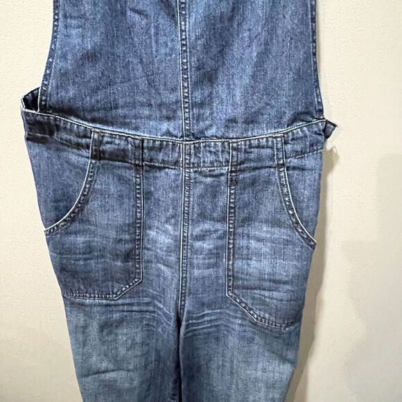 Gap Womens Denim Overalls 6 Medium Wash Bib Denim Blue Side Zip Straight Leg - Picture 8 of 11